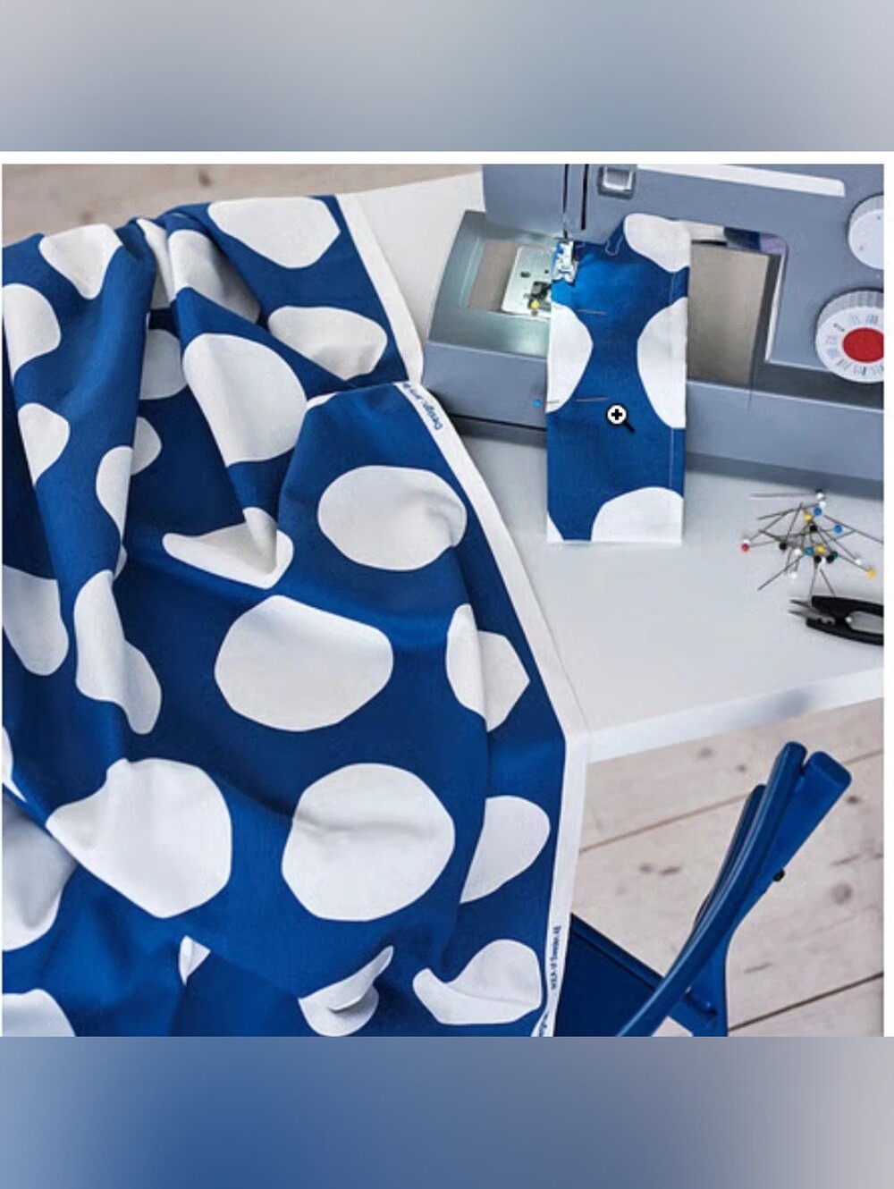 New Ikea Pre-Cut Fabric Blue Dot Thick Cotton